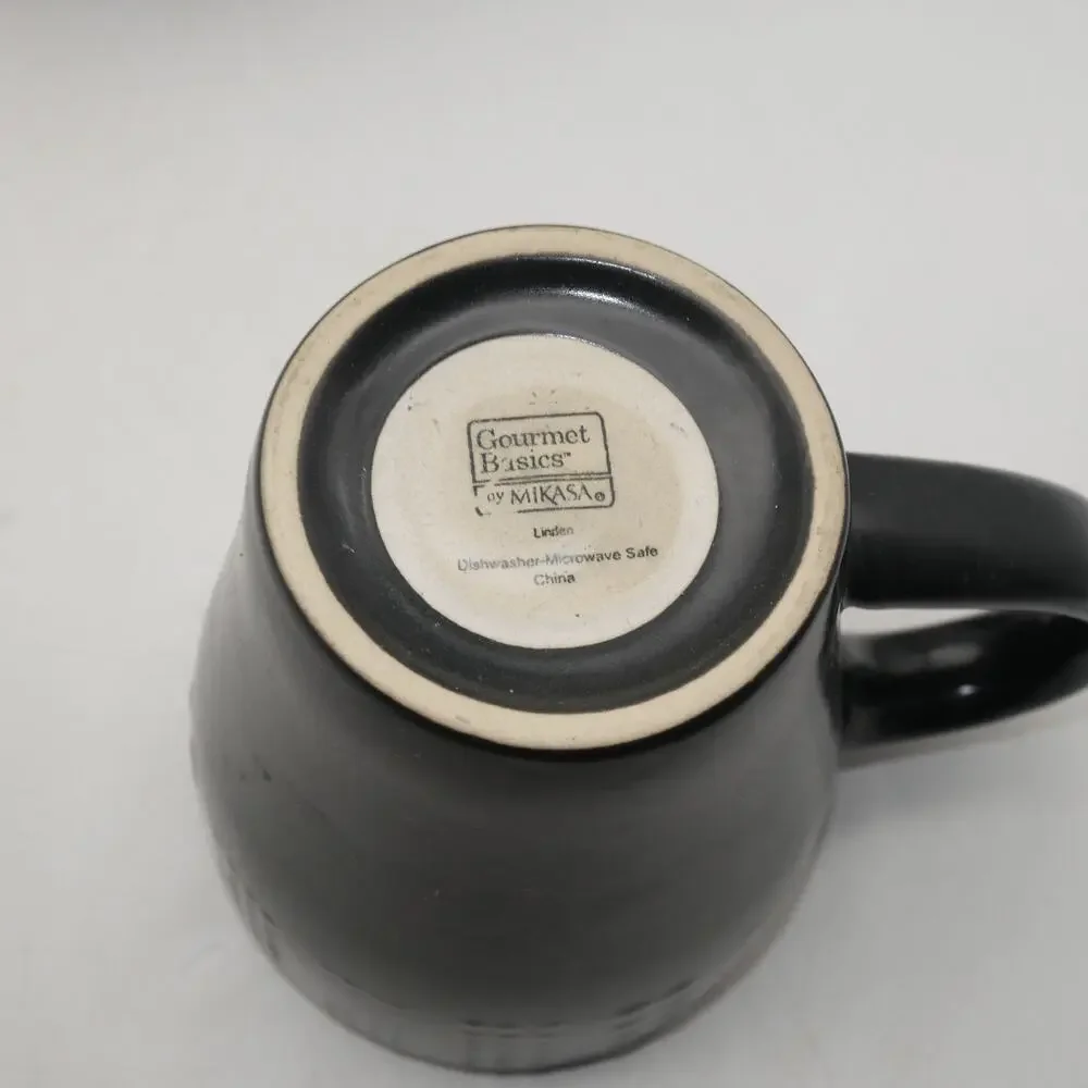 Set of 4 Mikasa Gourmet Basics  Linden Coffee Cups Mugs Mint Condition